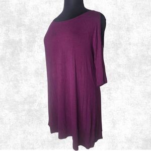 Terra & Sky 0X (14W) Purple Tunic Top Soft Stretch Knit Plus Size Casual Tee